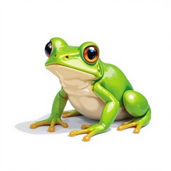 Obraz premium Charming Green Frog Illustration: A Delightful Spring Amphibian Isolated on White for Nature-Themed Projects and Educational Materials