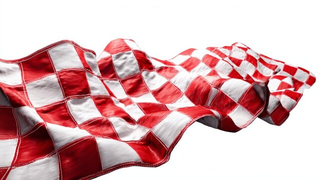 Waving red and white checkered flag racing design