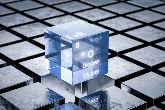 OXYGEN gas is an element on the periodic table. OXYGEN gas symbol on the periodic table. OXYGEN is an element on the periodic table. 3d render