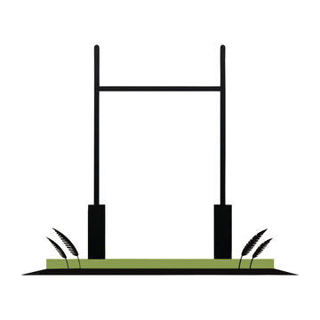 American Football Goal Post with Ball Flat Vector Icon Design.