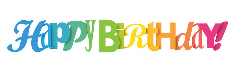 HAPPY BIRTHDAY! colorful typography banner on transparent background