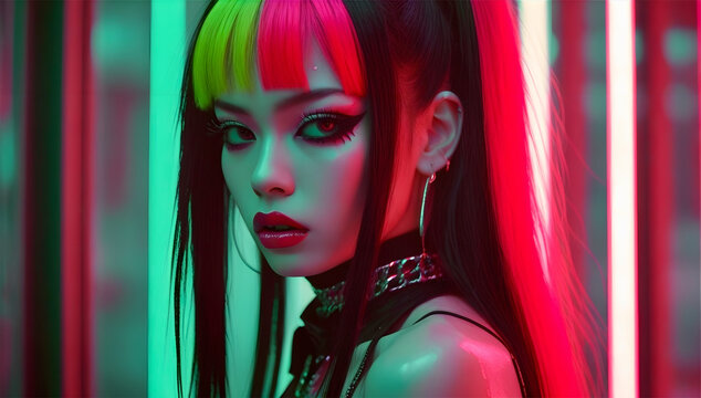 This high-quality painting showcases the trashy yet vibrant essence of the glamorous woman, blending flashy girly elements with a rebellious edge. midnight masquerade
