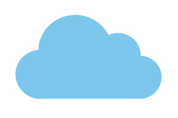 Fototapeta premium A fluffy blue cloud icon presented as a flat vector graphic, ideal for weather forecasting apps, sky-themed designs, or computing technology symbols.