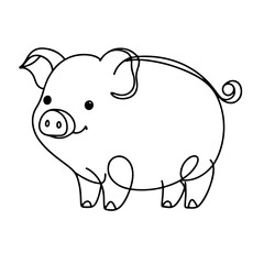 Obraz premium pig one line art continuous vector illustration