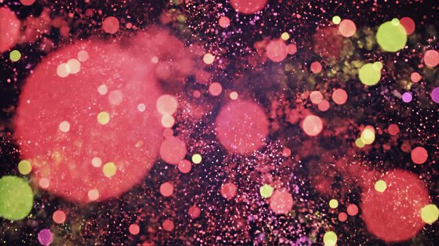 Abstract Explosive Particle Bloom with a Festive Bokeh Cascade