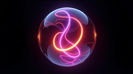 Fototapeta premium Plasma Ball with Vibrant Pink and Orange Electrical Discharges.