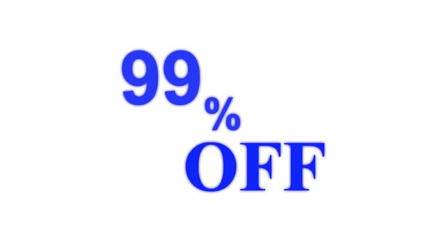 Abstract 99 Percent Off Discount Sale Animation. Minimalist Text for Retail Promotion and Marketing. 4k motion graphics animation.