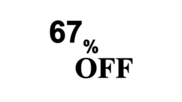Abstract 67 Percent Off Discount Sale Animation. Minimalist Text for Retail Promotion and Marketing. 4k motion graphics animation.
