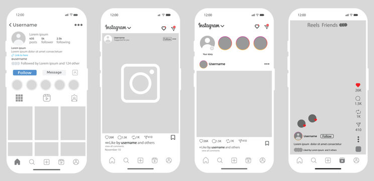 Instagram Post Reels Story home mockup template with iPhone 17 pro Max mock up design. social network screen interface on Iphone smartphone in white modes, latest update
