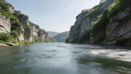 River flowing through rocky canyon