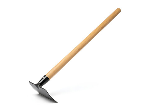 Professional Garden Hoe with Wooden Handle Isolated on White Background