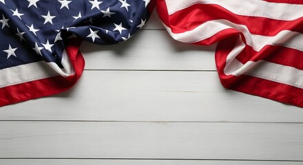 Fototapeta premium American flag background with stars and stripes in patriotic red white and blue vector illustration style