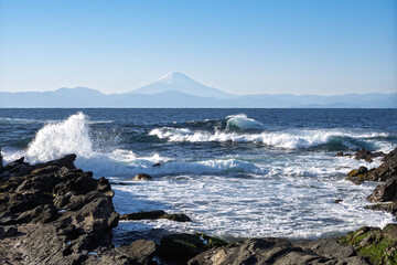 Jogashima coast and Mt. Fuji, winter landscape, Japan（神奈川県三浦市・城ヶ島）