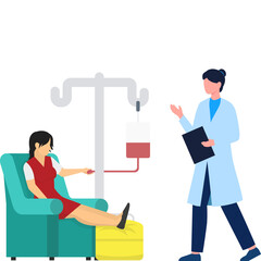 Patient Donating Blood, Blood Donation Medical Illustration, Healthcare Concept