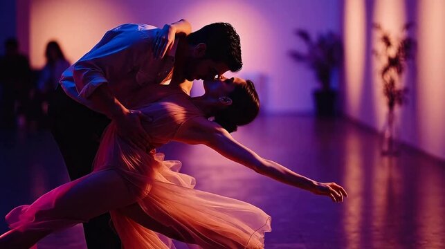 Couple in dramatic dance pose