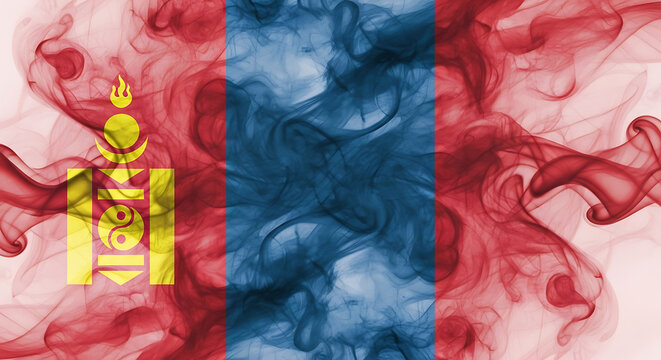 Mongolian National Flag in Smoky Red‑Blue Design