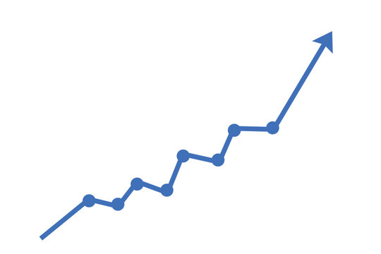 Upward trend line graph icon. Business growth chart with rising arrow.