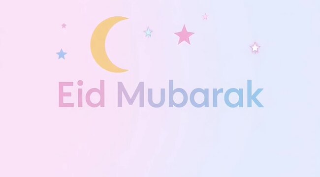 Eid Mubarak festive greeting with crescent moon and stars