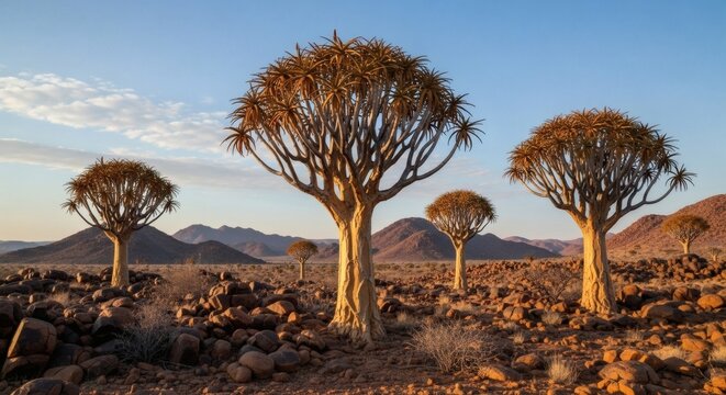 Quiver Tree Forest Namibia Desert Giants at Sunset.
