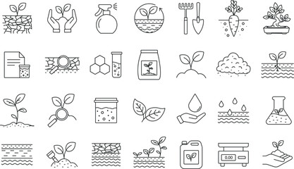 Soil editable stroke outline icons set. © The Icon Hub