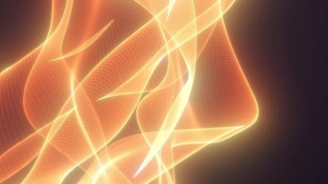Flowing orange plasma light ribbons with glowing highlights