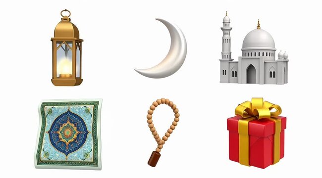 Ramadan symbols and objects for Islamic holiday decoration