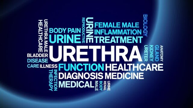 Urethra animated word cloud-text design animation tag kinetic typography seamless loop.