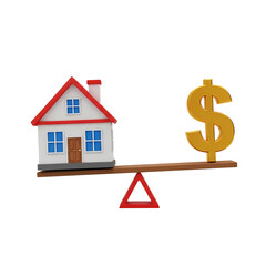 バランスが取れた家とドル記号の図