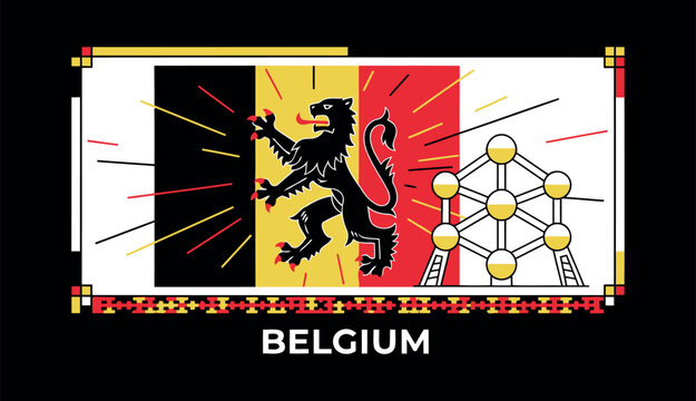 Belgium Flag Emblem: Capturing the essence of Belgium, this emblem combines the nation's iconic flag design with the symbolic Atomium structure.