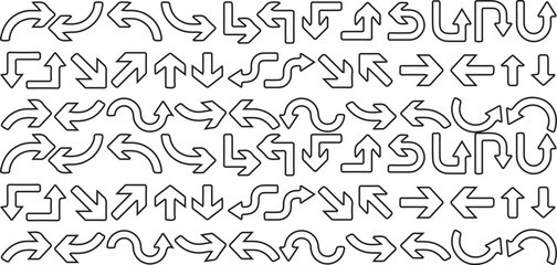 hand drawn outline arrow icons set vector illustration design collection art