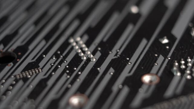 Solder on Computer Motherboard, Macro Close Up