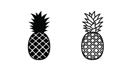 Fototapeta premium Two stylized pineapples in black and white side by side
