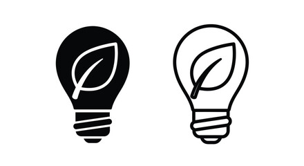 Naklejka premium Two lightbulbs with leaves inside representing eco friendly energy solutions