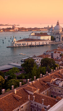 Basilica di Santa Maria della Salute overlooking Giudecca Canal and lagoon at sunset