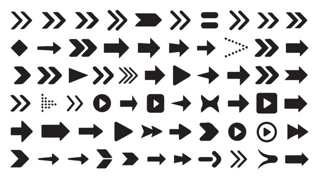 Collection of Diverse Arrow Icons in Various Styles