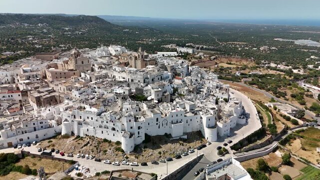 Aerial Drone View of Castelmezzano Village Nestled Among Rocky Peaks in the Dolomiti Lucane, Basilicata, Italy