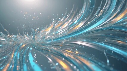 : クール黒背景に滑らかなガラス粒子の波が流れるテクノロジーやサウンドの視覚イメージ動画