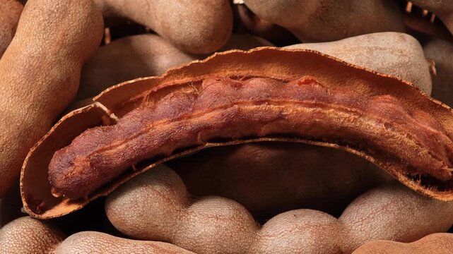 Close-up of ripe sweet tamarind.
