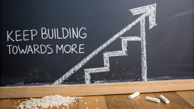 Chalkboard Staircase Arrow Drawing Progress Scene