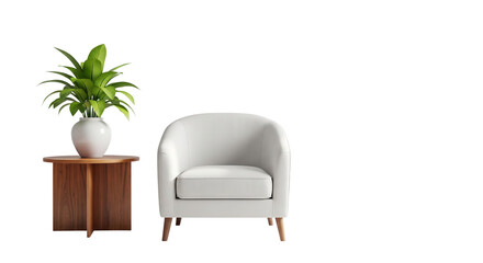 Fototapeta premium Scandinavian Living Room Chair Setup On Isolated Transparent Background