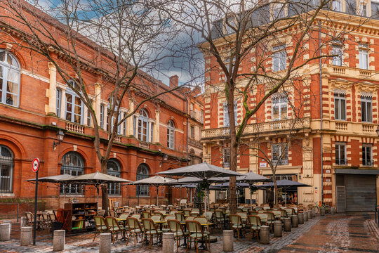 The charming little Place de la Bourse in Toulouse, Occitanie, France