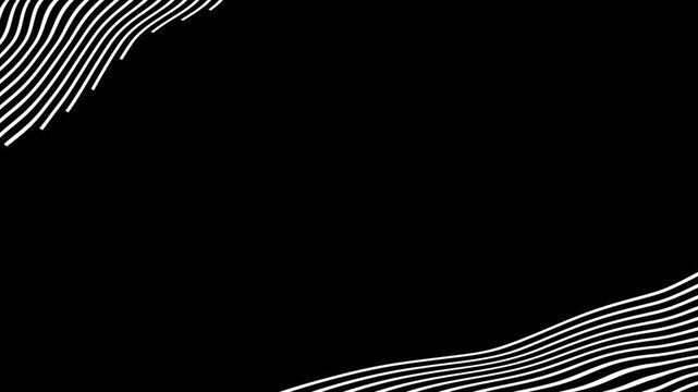 Dynamic white wave pattern on a black background, illustrating abstract motion and fluid design elements from a close-up viewpoint