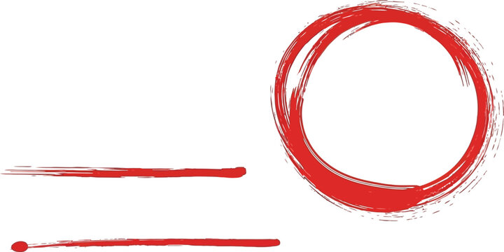 Hand drawn doodle red crayon pencil lines, chalk and brush stroke vector elements. Arrows, abstract shapes and scribbles, check mark, star, emphasis and underline, heart, crown red crayon