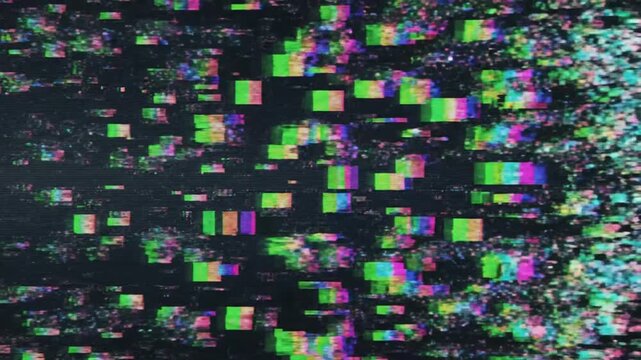 digital glitch effect, abstract background, pixelated noise, data error, corrupted signal