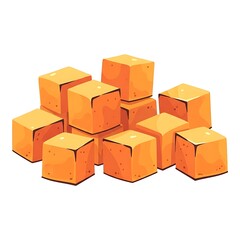 Stack of Orange Cardboard Boxes Isolated.