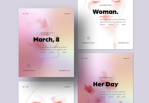 Womens Day Social Media Posts With Pink Accent