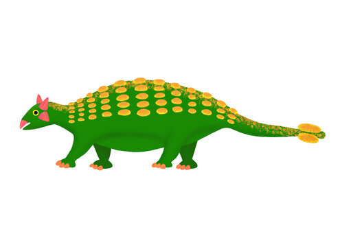 アンキロサウルスのイメージ　緑のカラフルな恐竜のイラスト　クリップアート　挿絵　png