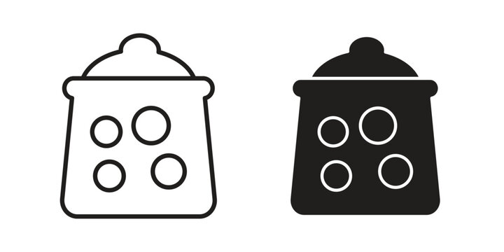 Cookies jar icon in a simple, black and white style.