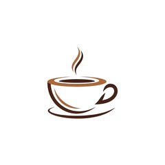 Obraz premium Modern Coffee Cup Logo Icon – Minimal Vector Design for Coffee Shop Branding