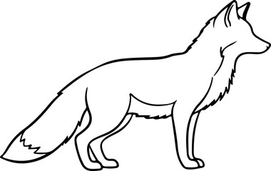 Fototapeta premium Detailed monochrome outline illustration of a wild fox standing gracefully, perfect for animal-themed projects and designs